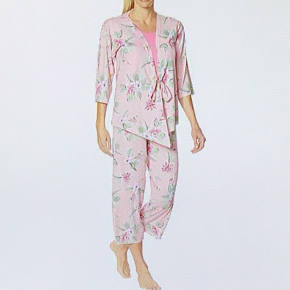 HUE 3-Piece Floral Print Pajama Set, Pink, Small, NWT - Picture 1 of 3